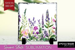 Wildflowers Slate PNG - Watercolor Flowers Square Slate Product Image 1