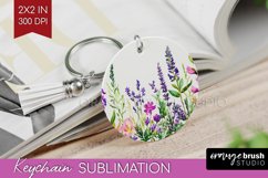 Wildflowers Keychain PNG - Watercolor Flowers Keychain Product Image 1