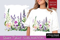 Wildflowers Square Tshirt Background - Watercolor Flowers Product Image 1