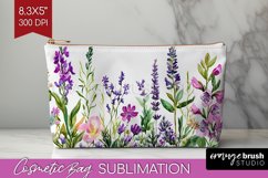 Wildflowers Cosmetic Bag - Watercolor Flowers Makeup Bag PNG Product Image 1