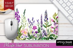 Wildflowers Mouse Pad Sublimation - Watercolor Flowers PNG Product Image 1