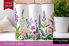 Wildflowers Tumbler Wrap - Watercolor Flowers Tumbler PNG Product Image 1