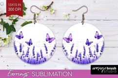 Wildflowers Round Earrings - Watercolor Flowers PNG Product Image 1