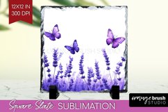 Wildflowers Slate PNG - Watercolor Flowers Square Slate Product Image 1