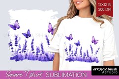 Wildflowers Square Tshirt Background - Watercolor Flowers Product Image 1