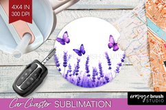 Wildflowers Car Coaster - Watercolor Flowers Coaster PNG Product Image 1