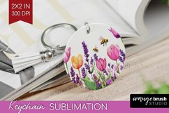 Wildflowers Keychain PNG - Watercolor Flowers Keychain Product Image 1