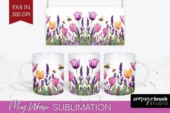 Wildflowers Mug Wrap - Watercolor Flowers Mug PNG Product Image 1