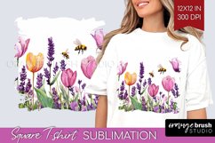 Wildflowers Square Tshirt Background - Watercolor Flowers Product Image 1