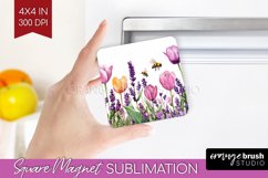 Wildflowers Magnet Sublimation - Watercolor Flowers Square Product Image 1