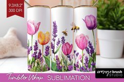 Wildflowers Tumbler Wrap - Watercolor Flowers Tumbler PNG Product Image 1