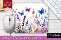 Wildflowers Mouse Pad Sublimation - Watercolor Flowers PNG Product Image 1