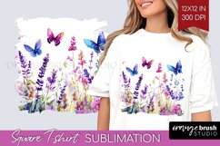 Wildflowers Square Tshirt Background - Watercolor Flowers Product Image 1