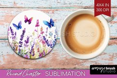 Wildflowers Round Coaster - Watercolor Flowers Coaster PNG Product Image 1