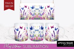 Wildflowers Mug Wrap - Watercolor Flowers Mug PNG Product Image 1