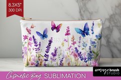 Wildflowers Cosmetic Bag - Watercolor Flowers Makeup Bag PNG Product Image 1