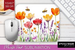Wildflowers Mouse Pad Sublimation - Watercolor Flowers PNG Product Image 1