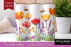 Wildflowers Tumbler Wrap - Watercolor Flowers Tumbler PNG Product Image 1