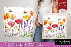 Wildflowers Tote Bag - Watercolor Flowers Tote Bag PNG Product Image 1