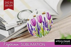 Wildflowers Keychain PNG - Watercolor Flowers Keychain Product Image 1
