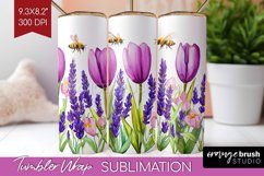Wildflowers Tumbler Wrap - Watercolor Flowers Tumbler PNG Product Image 1