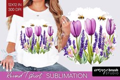 Wildflowers Round Tshirt Background - Watercolor Flowers PNG Product Image 1