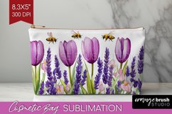 Wildflowers Cosmetic Bag - Watercolor Flowers Makeup Bag PNG Product Image 1