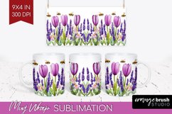 Wildflowers Mug Wrap - Watercolor Flowers Mug PNG Product Image 1