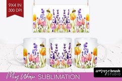 Wildflowers Mug Wrap - Watercolor Flowers Mug PNG Product Image 1