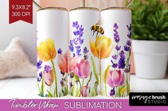 Wildflowers Tumbler Wrap - Watercolor Flowers Tumbler PNG Product Image 1