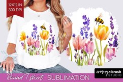Wildflowers Round Tshirt Background - Watercolor Flowers PNG Product Image 1
