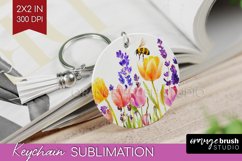 Wildflowers Keychain PNG - Watercolor Flowers Keychain Product Image 1