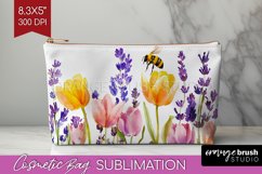 Wildflowers Cosmetic Bag - Watercolor Flowers Makeup Bag PNG Product Image 1