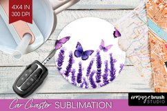 Wildflowers Car Coaster - Watercolor Flowers Coaster PNG Product Image 1