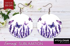 Wildflowers Round Earrings - Watercolor Flowers PNG Product Image 1