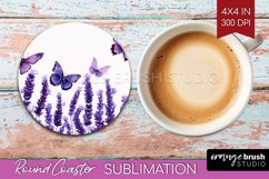 Wildflowers Round Coaster - Watercolor Flowers Coaster PNG Product Image 1