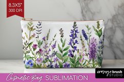 Wildflowers Cosmetic Bag - Watercolor Flowers Makeup Bag PNG Product Image 1