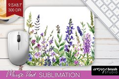Wildflowers Mouse Pad Sublimation - Watercolor Flowers PNG Product Image 1