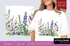 Wildflowers Square Tshirt Background - Watercolor Flowers Product Image 1