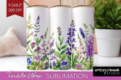 Wildflowers Tumbler Wrap - Watercolor Flowers Tumbler PNG Product Image 1