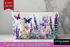 Wildflowers Cosmetic Bag - Watercolor Flowers Makeup Bag PNG Product Image 1