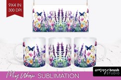 Wildflowers Mug Wrap - Watercolor Flowers Mug PNG Product Image 1