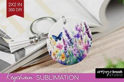 Wildflowers Keychain PNG - Watercolor Flowers Keychain Product Image 1