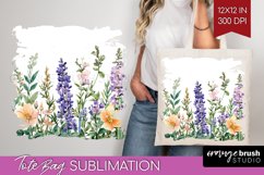 Wildflowers Tote Bag - Watercolor Flowers Tote Bag PNG Product Image 1