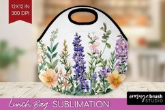 Wildflowers Lunch Bag - Watercolor Flowers Lunch Bug PNG Product Image 1