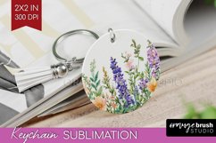 Wildflowers Keychain PNG - Watercolor Flowers Keychain Product Image 1