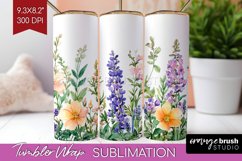 Wildflowers Tumbler Wrap - Watercolor Flowers Tumbler PNG Product Image 1