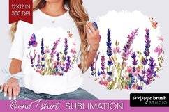 Wildflowers Round Tshirt Background - Watercolor Flowers PNG Product Image 1