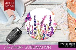 Wildflowers Car Coaster - Watercolor Flowers Coaster PNG Product Image 1