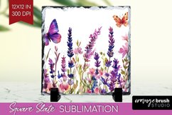 Wildflowers Slate PNG - Watercolor Flowers Square Slate Product Image 1